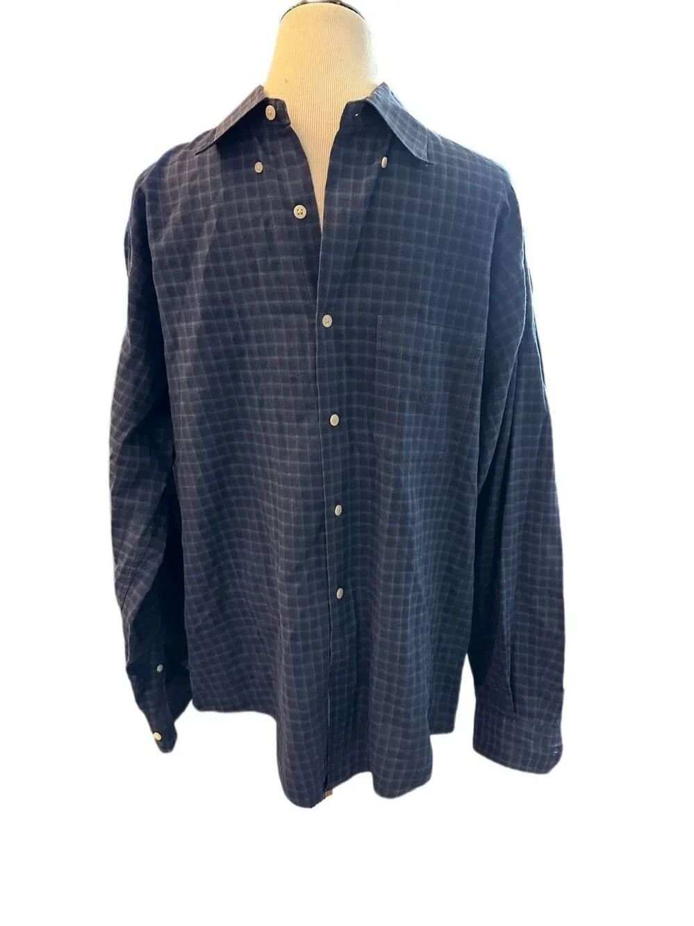 Nautica Men’s Blue Plaid 100% Cotton Button Down Sz M